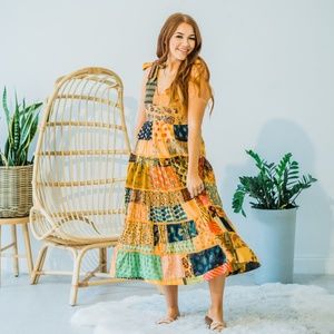 Handmade boho Venus Upcycled Patchwork Maxi dress